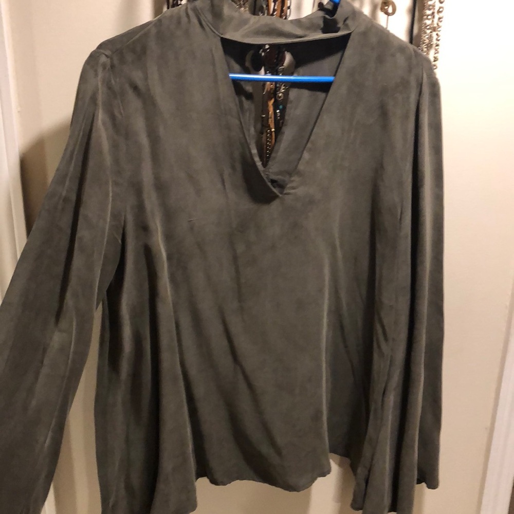 Olive green cut out top